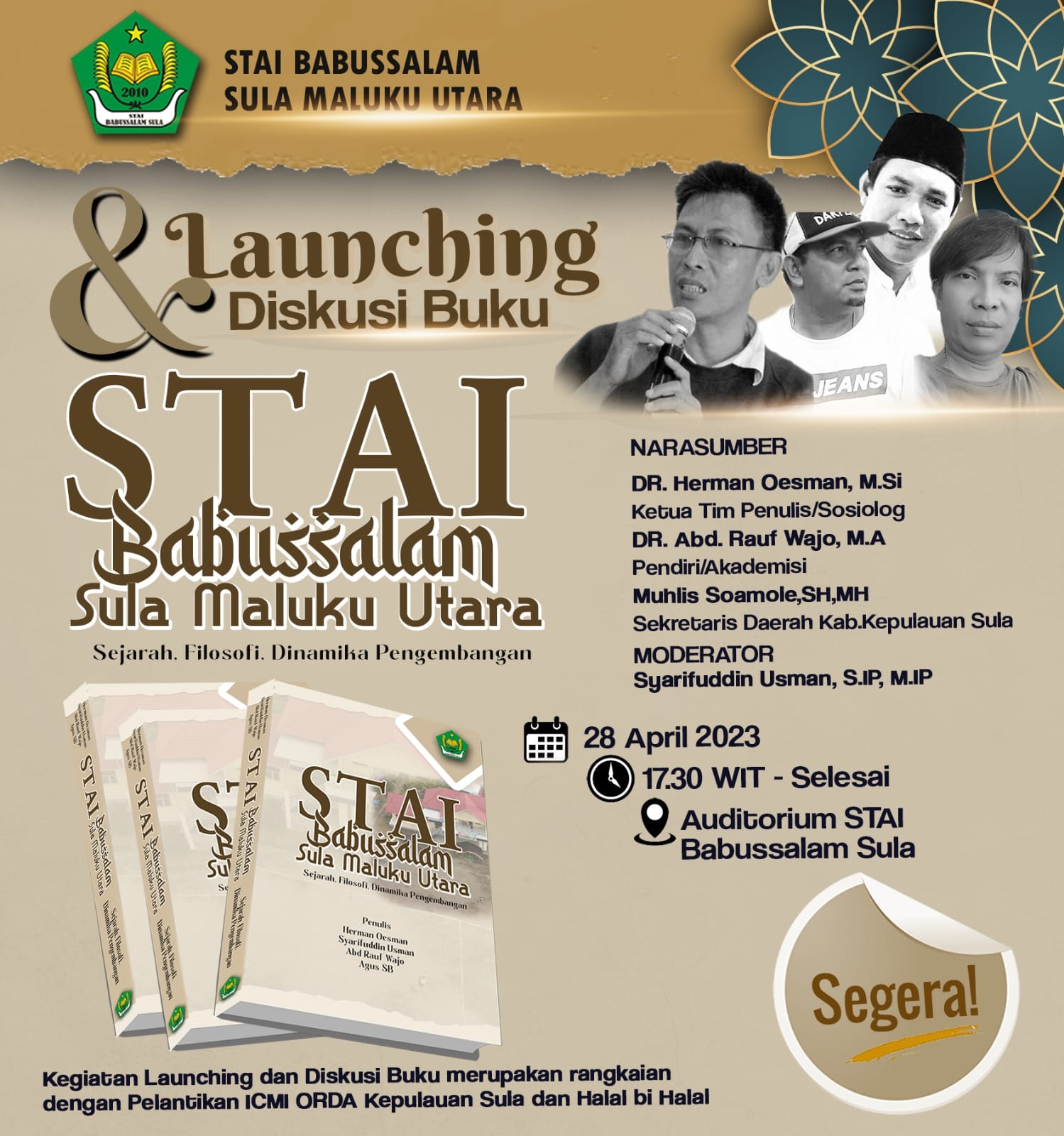 Flyer peluncuran buku Sejarah STAI Babussalam Suala. Foto: Istimewa