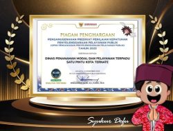 DPMPTSP Ternate Raih Predikat Kualitas Pelayanan Tertinggi dari Ombudsman RI