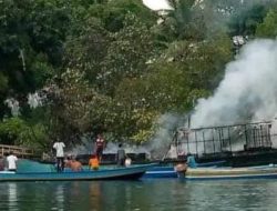 Kapal Pengangkut BBM Diduga Milik PLN Terbakar di Perairan Loloda, Halmahera Utara