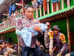 Viral Polisi Evakuasi Bayi Korban Banjir di Halmahera Tengah