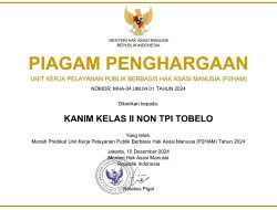 Imigrasi Tobelo Sabet Penghargaan Pelayanan Publik Berbasis HAM Tahun 2024