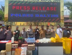 Polres Haltim Musnahkan Ratusan Liter Miras dari 52 Kasus yang Ditangani