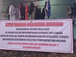 Muncul Spanduk Peringatan Bagi Pendemo di Kantor DPRD Ternate