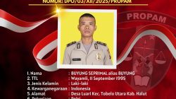 Mangkir dari Tugas, Polres Halmahera Utara Tetapkan Briptu Buyung Seprimal sebagai DPO