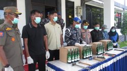 Lanal Morotai Musnahkan Puluhan Botol Minuman Beralkohol Ilegal
