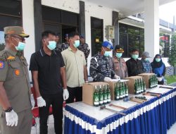 Lanal Morotai Musnahkan Puluhan Botol Minuman Beralkohol Ilegal