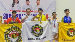 Bripda Rafly Raih Medali Emas Taekwondo di Porprov V Maluku Utara
