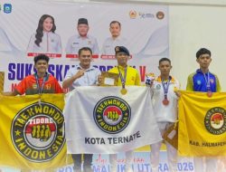 Bripda Rafly Raih Medali Emas Taekwondo di Porprov V Maluku Utara